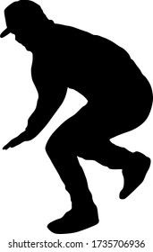Black Silhouettes breakdancer on a white background