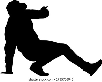 Black Silhouettes breakdancer on a white background