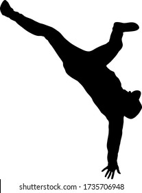 Black Silhouettes breakdancer on a white background