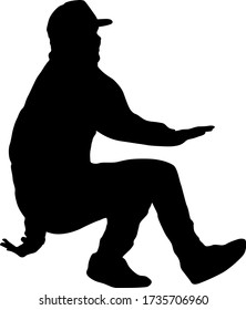 Black Silhouettes breakdancer on a white background