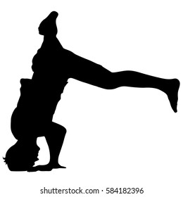 Black Silhouettes breakdancer on a white background.