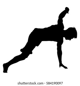 Black Silhouettes breakdancer on a white background.