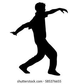 Black Silhouettes breakdancer on a white background.