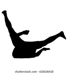 Black Silhouettes breakdancer on a white background.