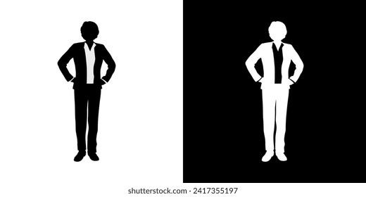Black silhouettes of businessman. Business icon. Black icon