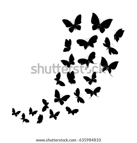 Download Black Silhouettes Butterflies Flying Vector Illustration ...