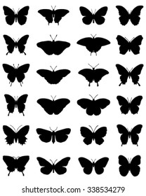 Black silhouettes of butterflies, vector