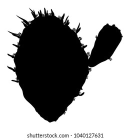 Black silhouettes of cacti flower. Cactus and succulent. Hand drawn vector trendy exotic desert plant. Houseplant prickly flower. Vector.