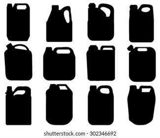 Black silhouettes of canisters, vector