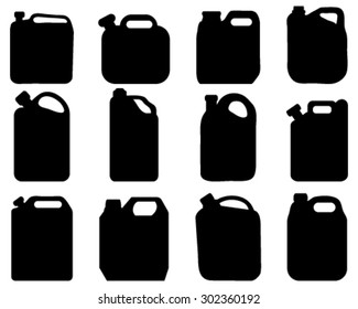 Black silhouettes of canisters, vector