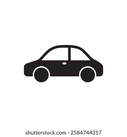 black silhouettes Car icon design isolated on white background. car left view design