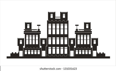 Black silhouettes of castles