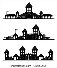 Black silhouettes of castles