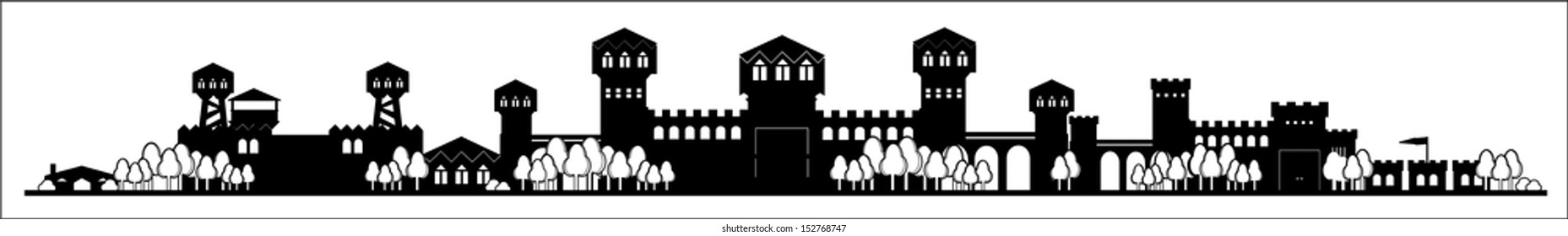 Black silhouettes of castles