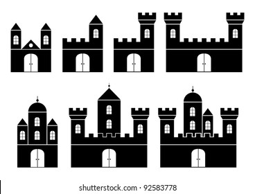 Black silhouettes of castles