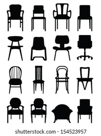 Black silhouettes of chairs, vector