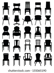 Black silhouettes of chairs,  vector