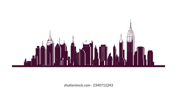 black silhouettes of cityscapes on a white background