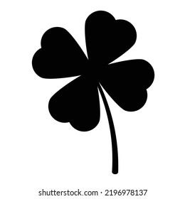 Black silhouettes of clover leaf. St Patricks Day symbol shamrock clover leaf icon. Vector illustration isolated on white background.
