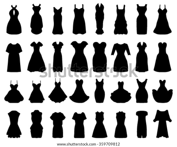 Black Silhouettes Cocktail Dresses Vector Stock Vector (Royalty Free ...