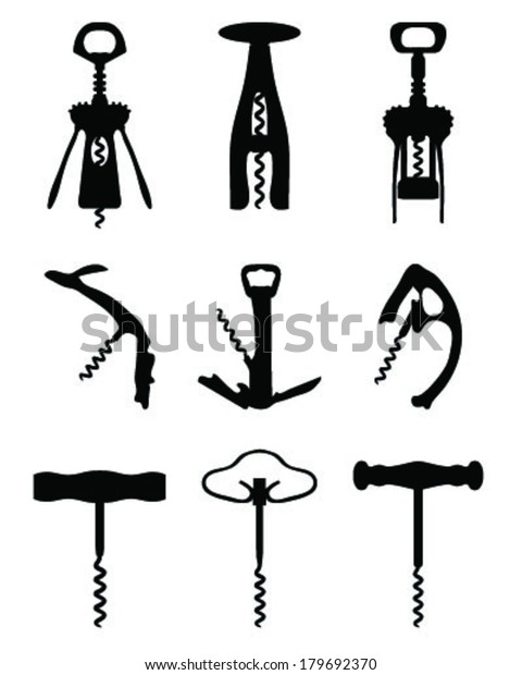 Black Silhouettes Corkscrew Vector Illustration Stock Vector (Royalty ...