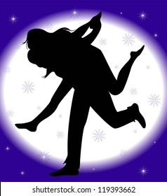 black silhouettes of couples, a guy and a girl