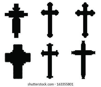 Black silhouettes of crosses, vector illustration 