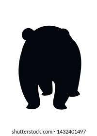 Black silhouettes cute big panda stand on floor cartoon animal design flat vector illustration