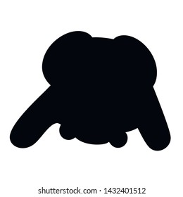 Black silhouettes cute funny big panda sit on floor head down cartoon animal design flat vector illustration