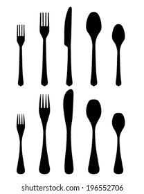 Black silhouettes of cutlery, vector