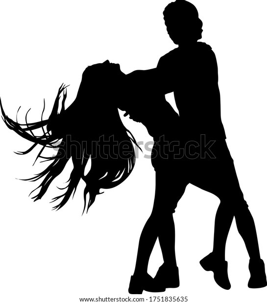 Black Silhouettes Dancing Man Woman On Stock Vector Royalty Free 1751835635 Shutterstock 8049