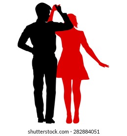 Black silhouettes Dancing on white background. Vector illustration.