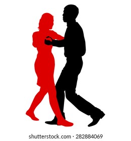 Black silhouettes Dancing on white background. Vector illustration.