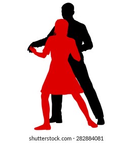 Black silhouettes Dancing on white background. Vector illustration.