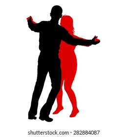 Black silhouettes Dancing on white background. Vector illustration.