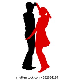 Black silhouettes Dancing on white background. Vector illustration.