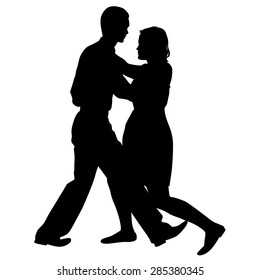 Black silhouettes Dancing on white background. Vector illustration.