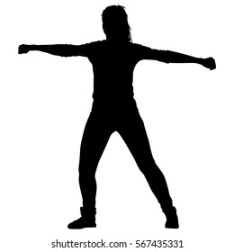 Black silhouettes Dancing on white background. Vector illustration