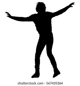 Black silhouettes Dancing on white background. Vector illustration