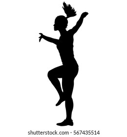 Black silhouettes Dancing on white background. Vector illustration