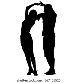 Black silhouettes Dancing on white background. Vector illustration