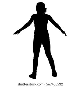 Black silhouettes Dancing on white background. Vector illustration