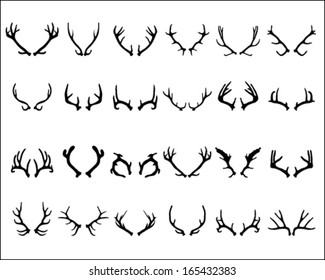 Black  silhouettes of deer antlers, vector