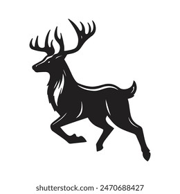 Black silhouettes of deer vector art.