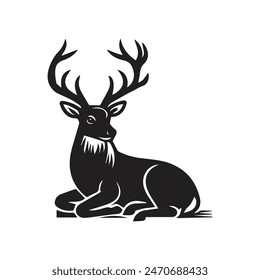 Schwarze Silhouetten der Hirsch-Vektorgrafik.
