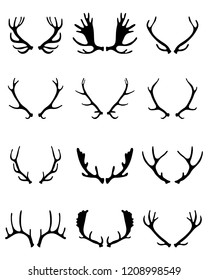 Black Silhouettes Different Deer Horns On Stock Vector (Royalty Free ...