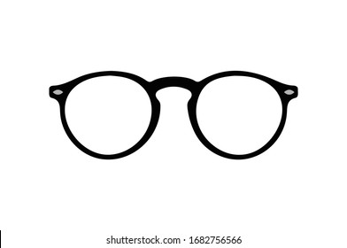 Black silhouettes of different eyeglasses. Glasses isolated. Sunglasses, glasses, isolated on white background. Silhouettes. Eyeglass frame. Vector illustration.