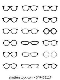 Black silhouettes of different eyeglasses, vector  
