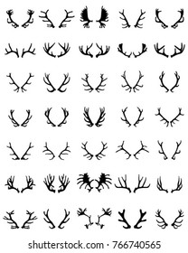 Black silhouettes of different horns on a white background