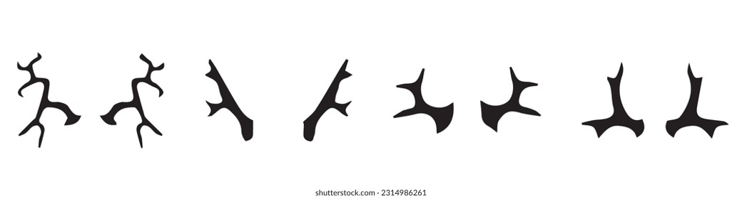 Black silhouettes of different horns, vector.EPS 10